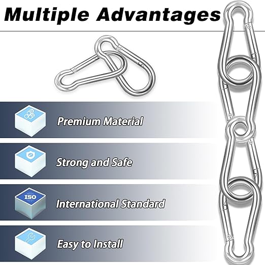 200PCS 2.36'' Spring Snap Hook, M6 1/4Inch Galvanized Silver Steel Carabiner - Image 5