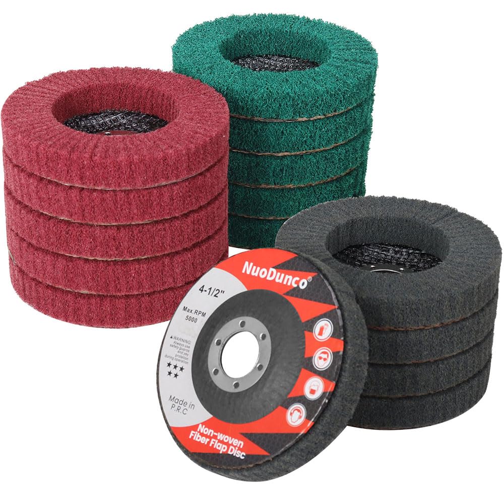 15Pcs 180# 320# 600# Scour Flap Disc 4 1/2 Inch Angle Grinder Attachment for Metal & Wood Scouring Pads Polishing Wheel Sanding Disc Paint Rust Remover
