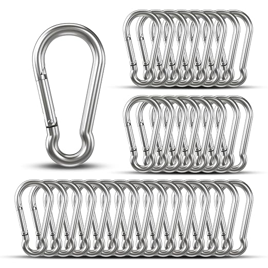 Carabiner Clip Hooks, Galvanized Iron Spring Snap Hook Fits Camping Hiking by KINLINK