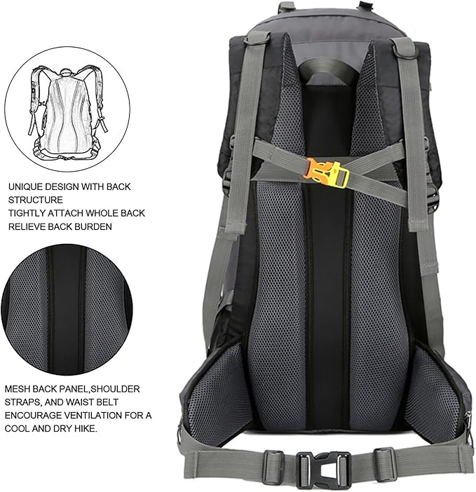 Bseash 60L Waterproof Hiking Camping Backpack - Image 5