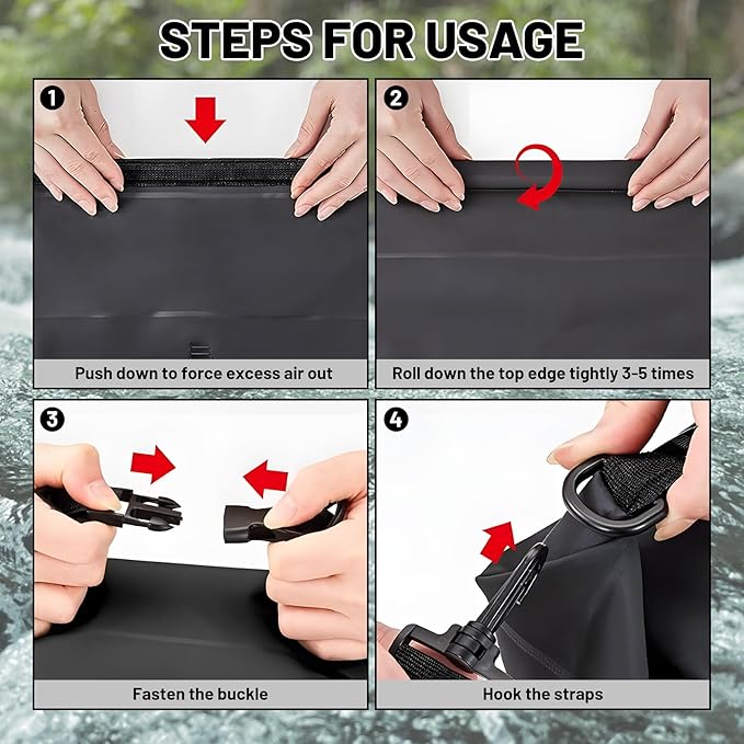Waterproof Dry Bag, Roll Top Green Small Waterproof Backpack - Image 8
