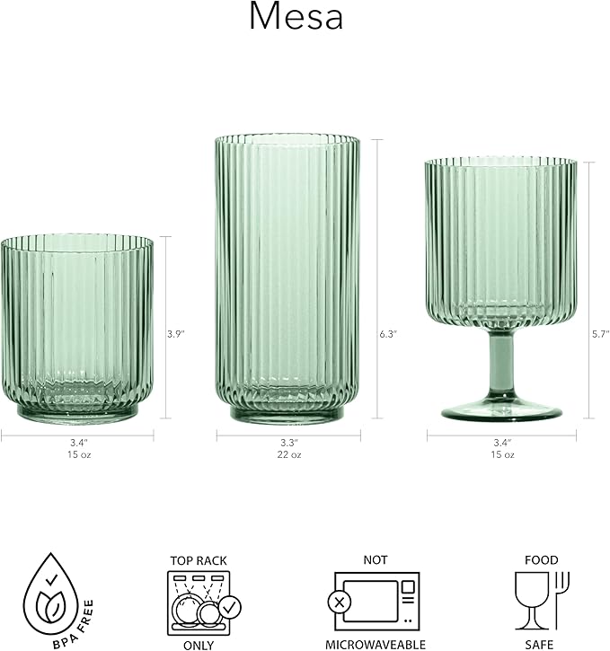 Abode Homewares Mesa 15 oz Durable Acrylic Double Old Fashioned Glasses - Image 4