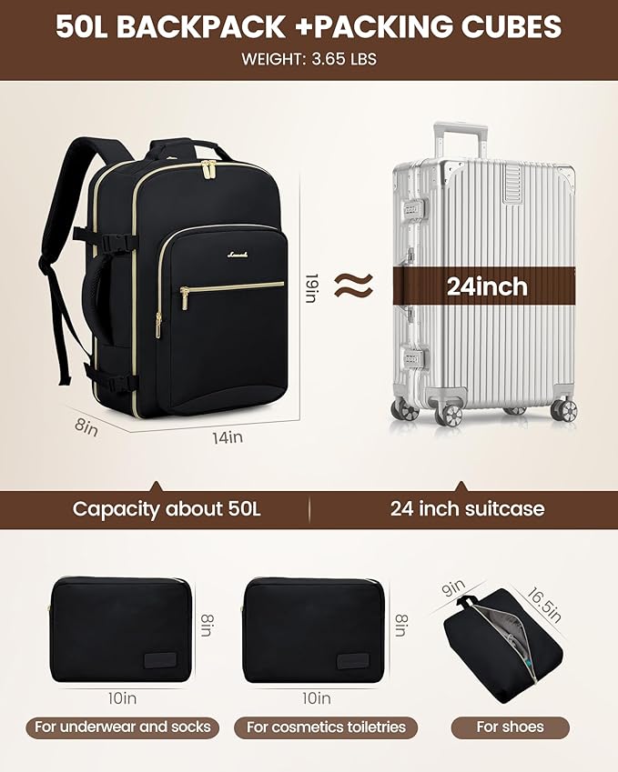 LOVEVOOK Travel Backpack for Women & Men 50L, Airline Approved Carry On - Image 5