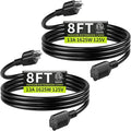 16/3 Black Extension Cord 8 FT, Indoor Extension Cord by Seeklyze