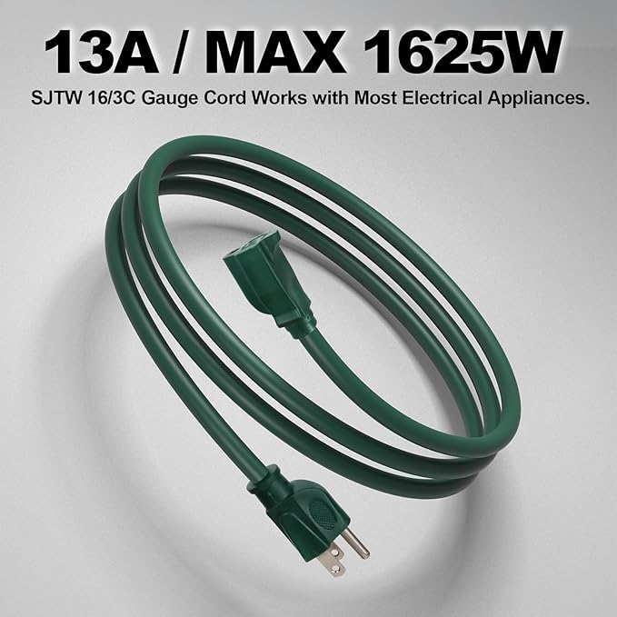 EP 50FT Green Outdoor Extension Cord, 16/3 SJTW Heavy Duty Waterproof, 3 Prong - Image 6