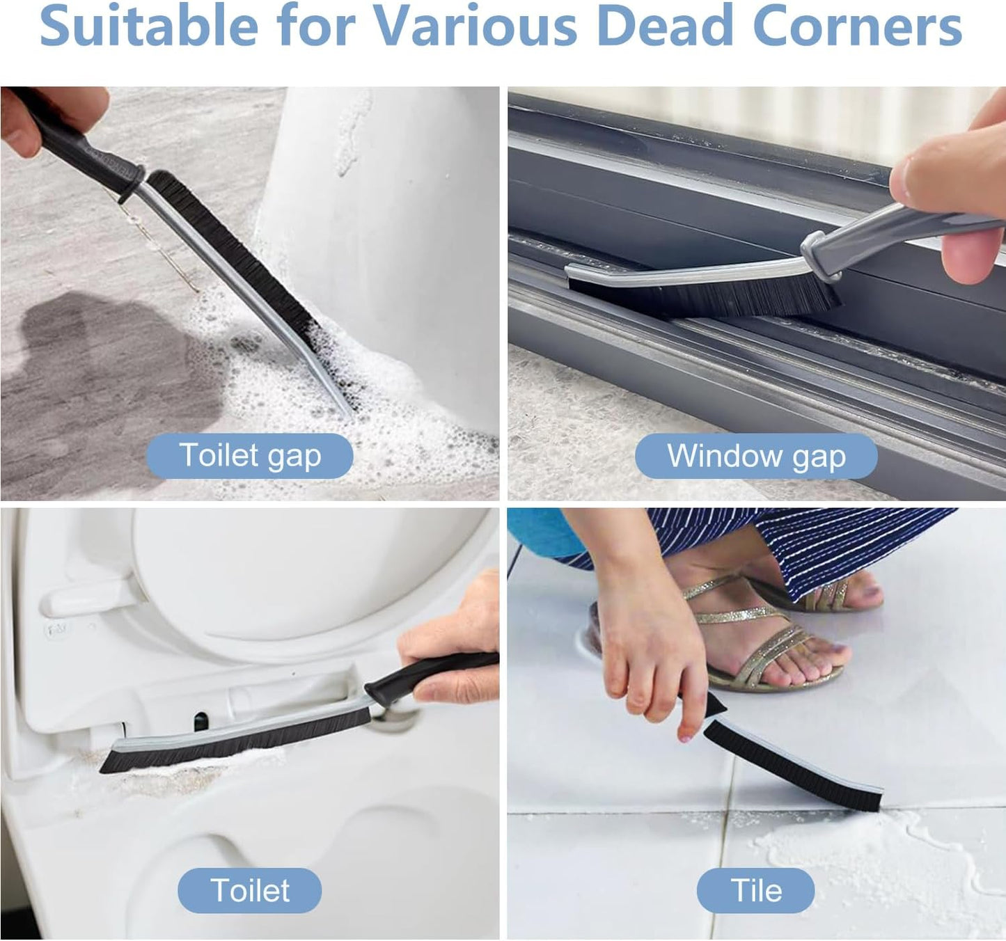5 PCS Crevice Cleaning Brush, Multifunctional Hard Bristle Grout Cleaner Brush, Bathroom Cleaning Brush Tool with Clip,Kitchen Brush for Household, Kitchen, Window, Sink, Toilet, Grout