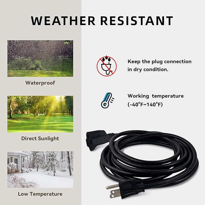 25ft Outdoor Extension Cord for Christmas Decorations - Image 5