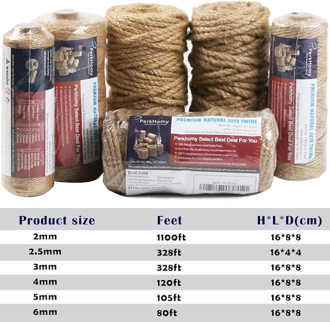 PerkHomy Jute Twine String 3mm 328Ft Natural Thin Ribbon - Image 6