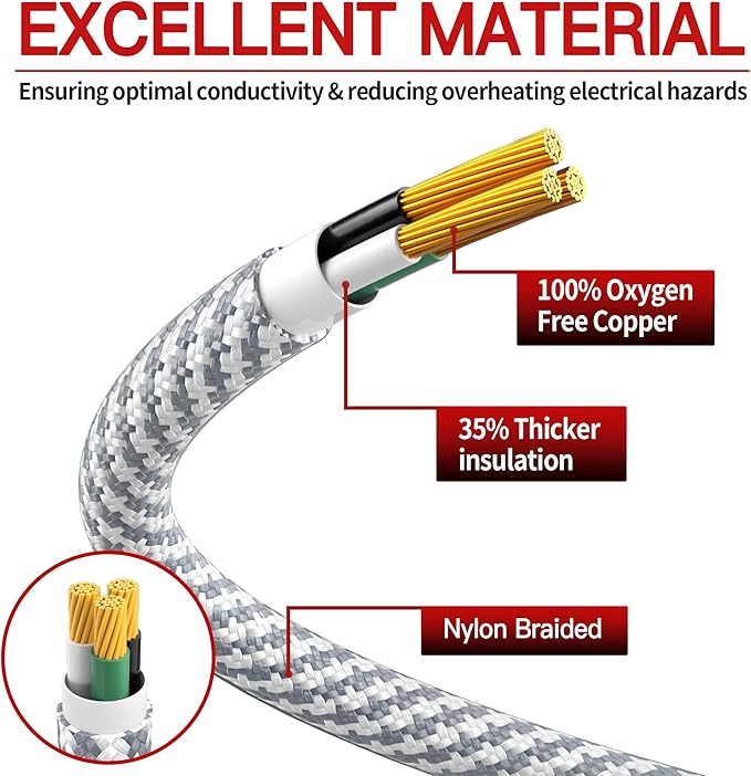 16/3 Braided Extension Cord 20 FT, Braided Extension Cord Flexible & Durable - Image 2
