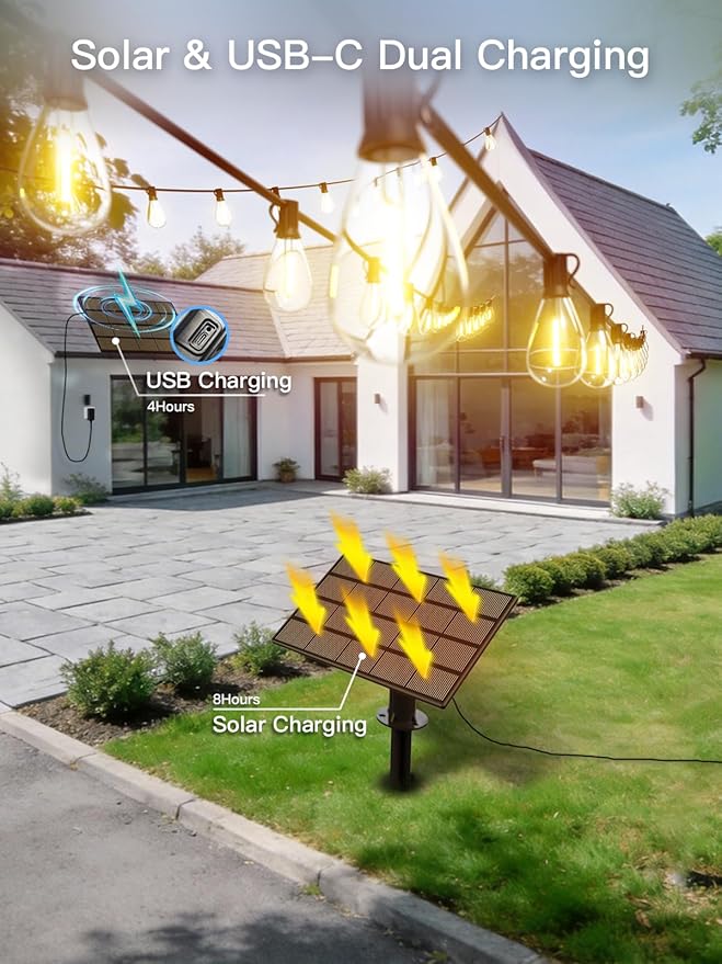 30FT Solar String Lights Outdoor Waterproof, 10+1 LED Solar Powered Lights - Image 5