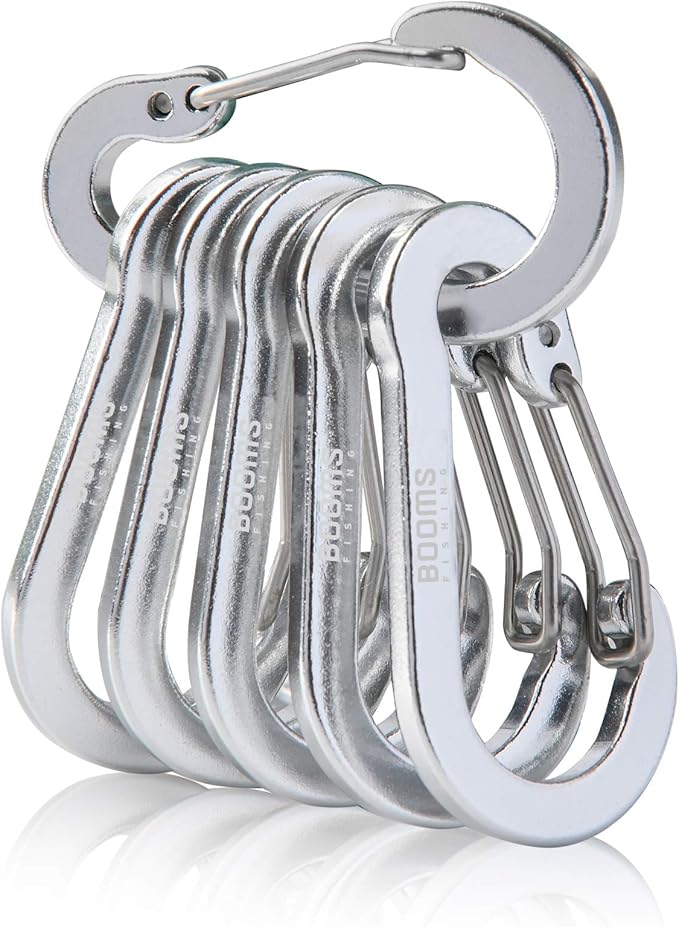 Booms Fishing CC1 Multi-Use Carabiner Clip, 6 Pack Small Caribeener Clips by BoomsFishing