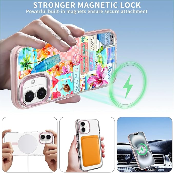 Case for iPhone 16 Plus, Coastal Beach Cover Coquette Collage Phone Case - Image 3