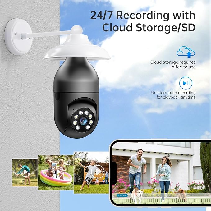 WESECUU Light Bulb Security Camera -5G& 2.4GHz WiFi 2K Security Cameras - Image 3