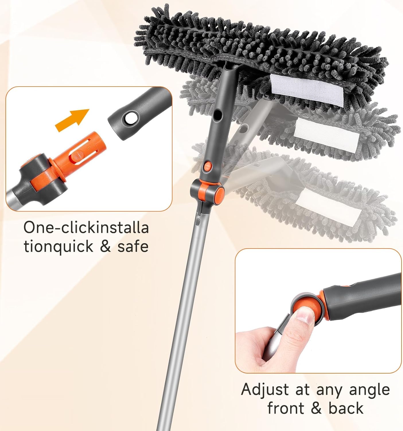 Chabatree Window Squeegee Cleaner Set 2-in-1 Window Cleaning Tool with Extendable Pole, Window Cleaning kit with Bendable Head for Indoor & Outdoor Glass for Car Indoor Outdoor High Windows（Kit1.0）