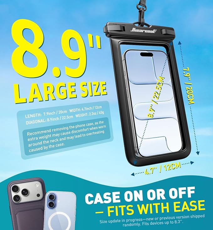 Hiearcool Waterproof Phone Pouch, Universal Waterproof Phone Case Dry Bag - Image 3