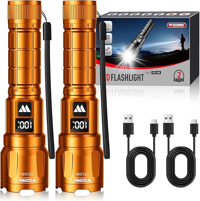 WdtPro LED Rechargeable Flashlight 2 Pack, Super Bright Zoomable 6000 Lumens - Image 8