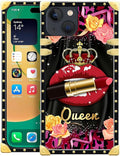 Compatible with iPhone 14 Case, Queen Lip Crown Leopard Print Luxury Golden by Unknown