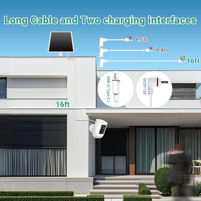 2 Pack Solar Panel for Ring Camera, 6W Solar Charger - Image 5