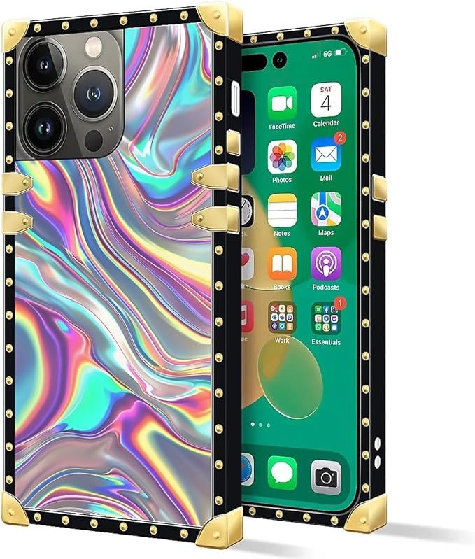 Compatible with iPhone 14 Pro Case, Holographic Abstract Iridescent Textures - Image 2