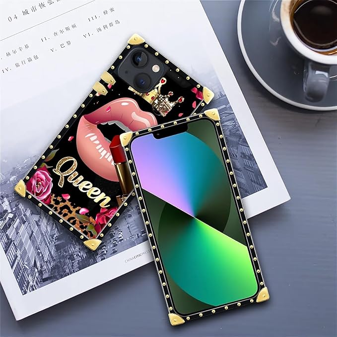 Compatible with iPhone 13 Case, Glitter Red Rose Queen Leopard Lipstick Luxury - Image 6
