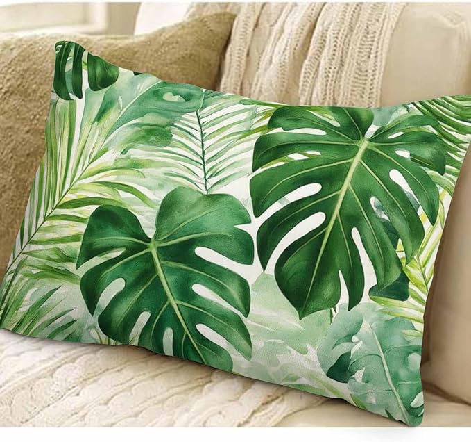 EKOBLA Throw Pillow Cover Green Tropical Palm Fern Leaves Jungle Foliage - Image 3