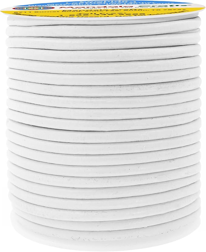Mandala Crafts Round Cowhide Genuine White Leather Cord - Image 2