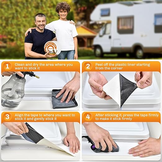 WELLUCK RV Roof Tape Sealant Roofing Tape, 4 Inch X 50 Foot Natural White RV - Image 7