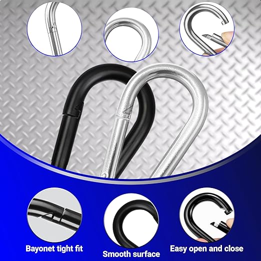 12 Pack Sliver Carabiner Clips, 2.36 Inch Heavy Duty Spring Snap Hooks - Image 5