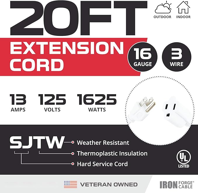 Iron Forge Cable Weatherproof 20 Ft Outdoor Extension Cord - Image 2
