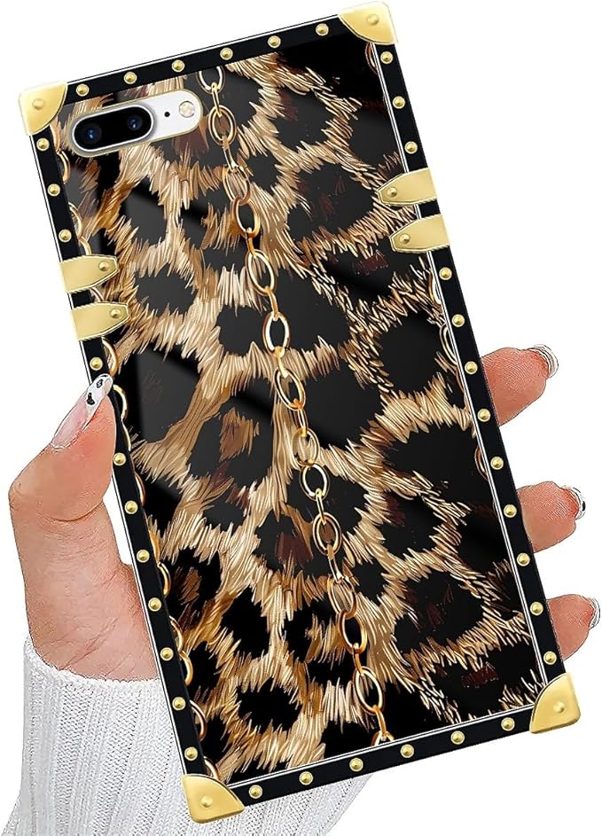 Compatible with iPhone 8 Plus 7 Plus Case, Seamless Gold Chain Leopard Luxury - Image 5