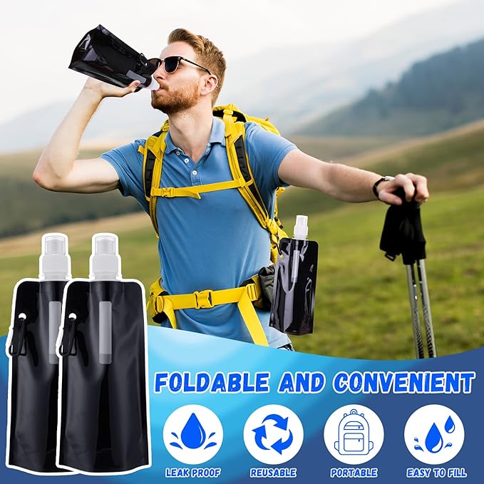 Teenyyou 24 Pack Collapsible Water Bottles Bulk 16oz Foldable Water Bottles - Image 5
