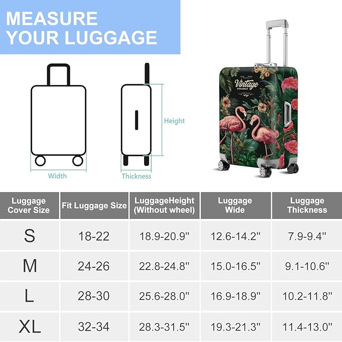 ANNA QUEEN Tropical Pink Flamingos Travel Luggage Cover -Stretchable Airplane - Image 7