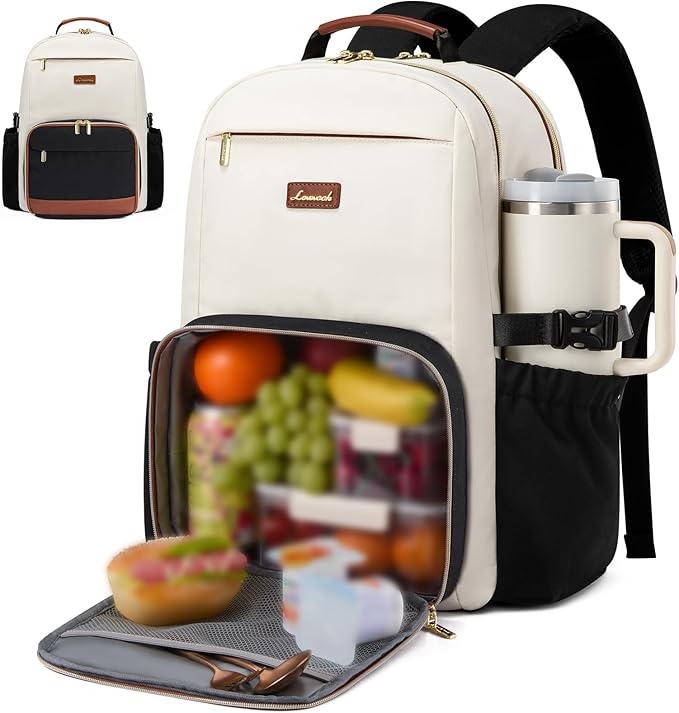 LOVEVOOK Lunch Backpack with Lunch Compartment, 17 Inch Laptop Work Travel by LOVEVOOK