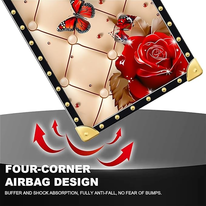 Compatible with iPhone Xs Max Case, Shining Red Rose Butterfly Leather - Image 6