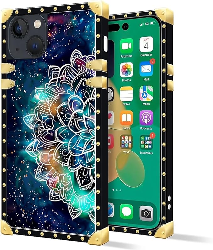 Compatible with iPhone 14 Case, Starry Sky Colourful Mandala Luxury Golden - Image 2