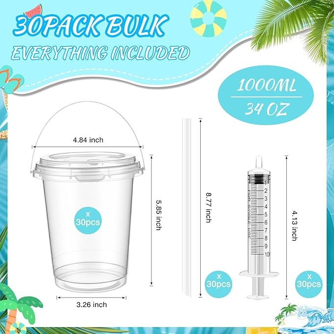 30 Sets 34 oz Drink Buckets - Image 4
