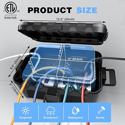 Flemoon Large Outdoor Electrical Box, IP54 Waterproof Extension Cord Cover - Image 5