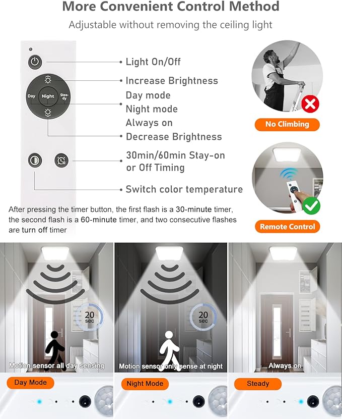 2 Pack Rechargeable Motion Sensor Ceiling Lights - Image 6