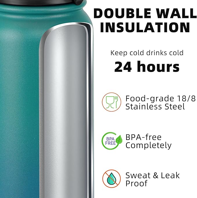 Fanhaw 24 oz Insulated Stainless Steel Water Bottle - Image 3