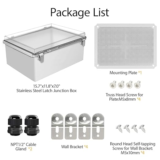 LeMotech Electrical Box, IP67 Waterproof Hinged Clear Cover Stainless Steel - Image 9