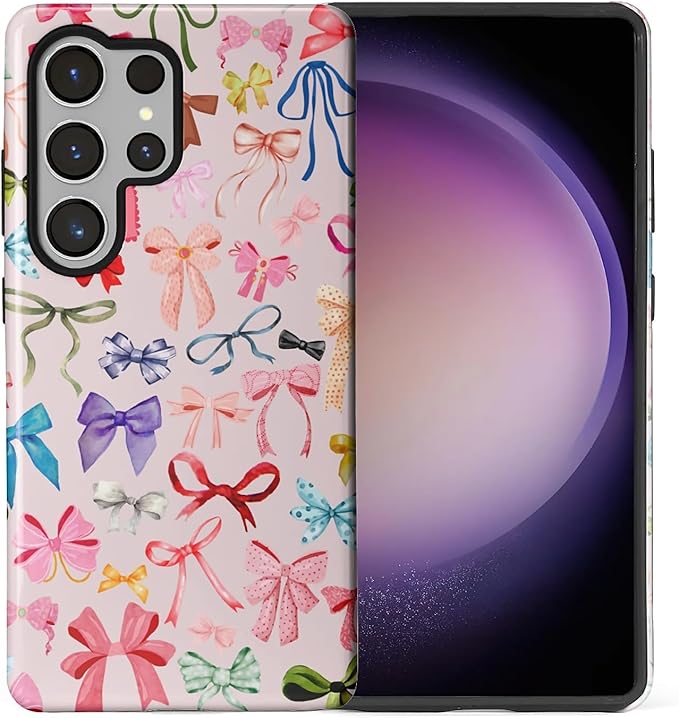 for Samsung Galaxy S25 Ultra Case, HL2 Aesthetic Color Bow Tie Hybrid 2 Layer by Unknown