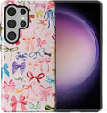 for Samsung Galaxy S25 Ultra Case, HL2 Aesthetic Color Bow Tie Hybrid 2 Layer by Unknown