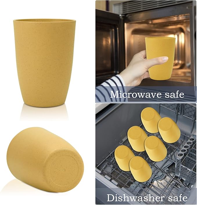 Wheat Straw Cups 6 PCS Good Alternative to Plastic Reusable Cups 20 oz - Image 5