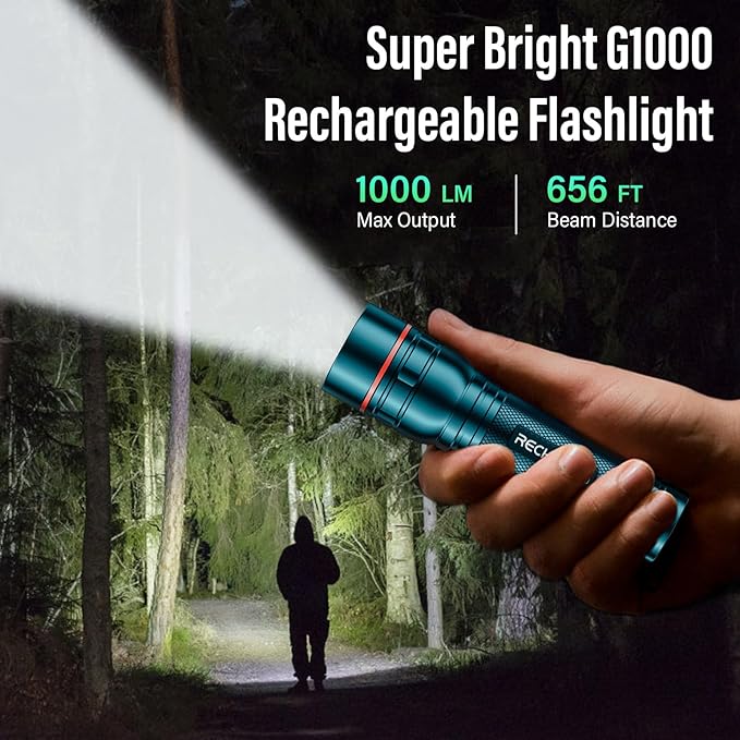 RECHOO Rechargeable Flashlight 2 Pack, Bright Military Grade Torch Light High - Image 6