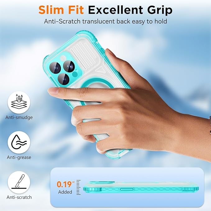 WIFORT Waterproof Phone Case for iPhone 15 Pro Teal | IP68 Underwater, Built-in - Image 5