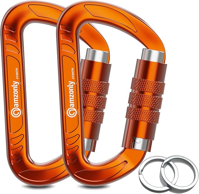 3inch Auto Locking Carabiner Clips Heavy Duty, 12KN /2697lbs Lightweight by AMZONLYLORSUM