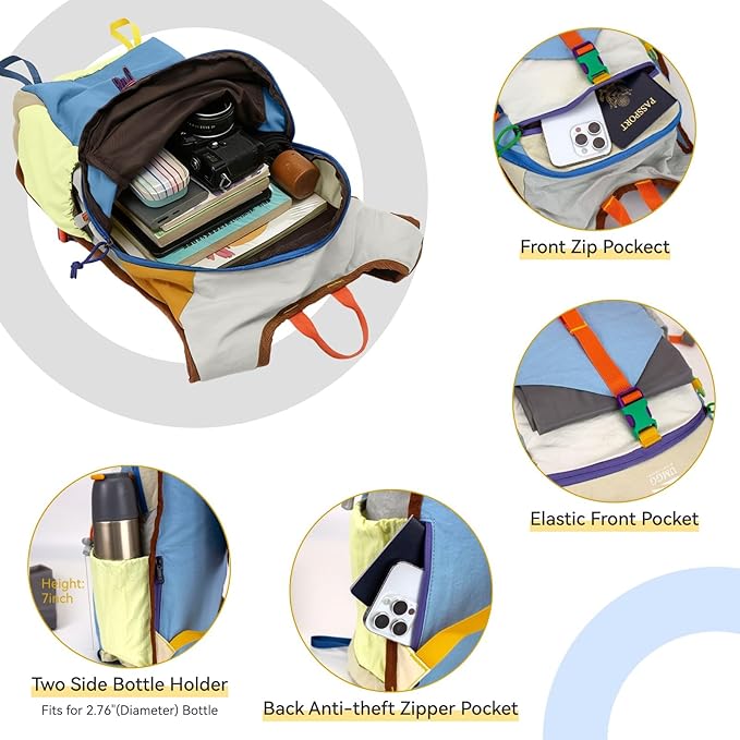 Small Hiking Backpack Travel Daypack 15L Colorful Lightweight Packable Foldable - Image 4