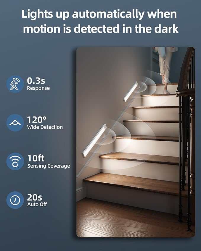 14.5-inch Under Cabinet Lights, Wireless Closet Light, Motion Sensor, 3500mAh - Image 3