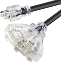 25FT 12/3 Extension Cord Heavy Duty Black 3-Outlet Indoor/Outdoor SJTW Lighted by Mshyet