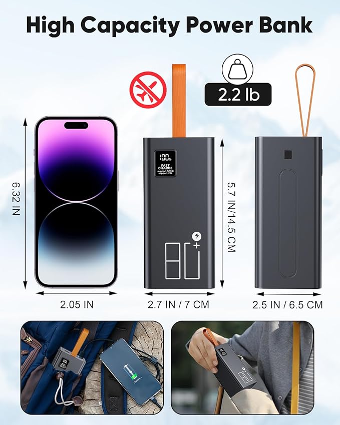 80000mAh Portable Charger Power Bank High Capacity, Fast Charging 30W PD USB C - Image 7